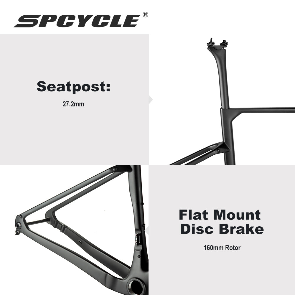 Spcycle G028 Carbon Gravel Bike Frame 700x57C UDH Hanger Gravel Bike Carbon Frameset