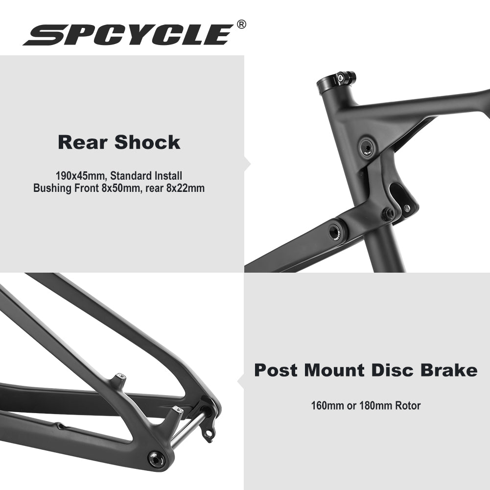 Spcycle M868 Full Suspension Carbon MTB Frame 29er